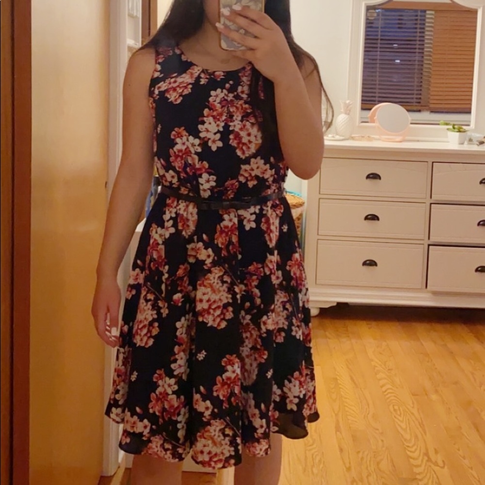 Floral Navy Blue Dress